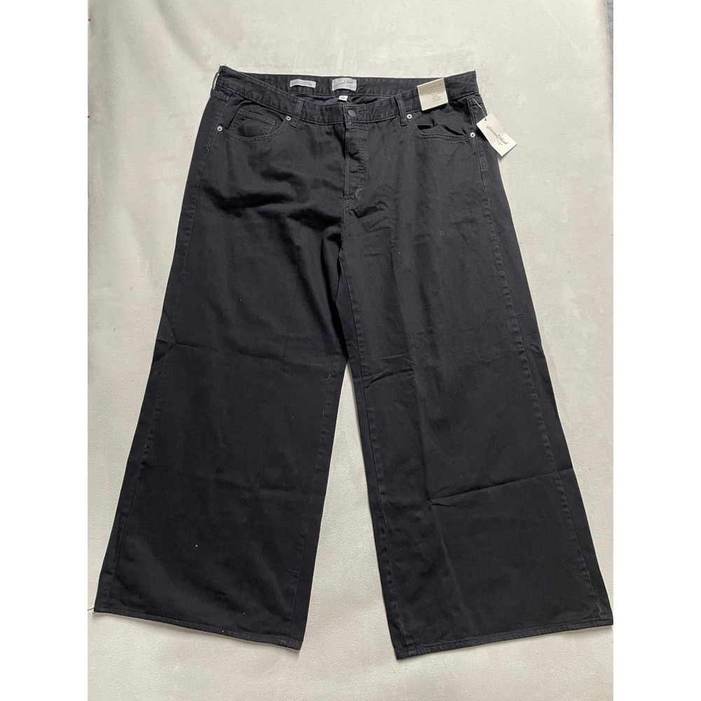 Universal Thread Women Black Super Wide Leg Jeans Mid Rise Cotton Size 22 NWT